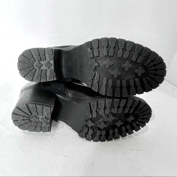 Skechers Tall Boots Genuine Leather Lace Up Platform Moto Combat Biker Size 6 - Picture 5 of 15